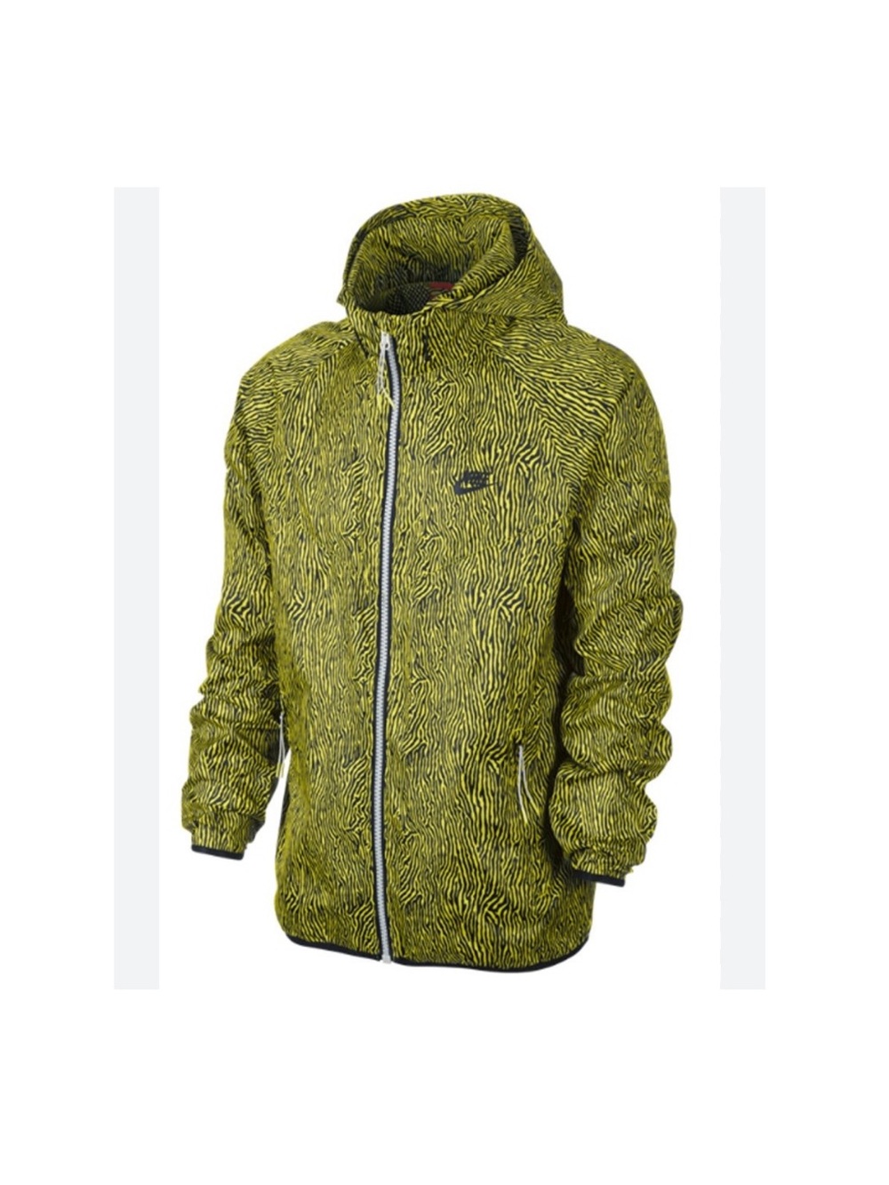Nike Men’s Yellow-Green Patterned Hooded Windbreaker